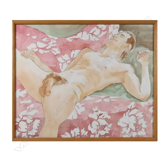 A male nude watercolour on paper, signed P Waddell, dated ’93. 480 x 400mm