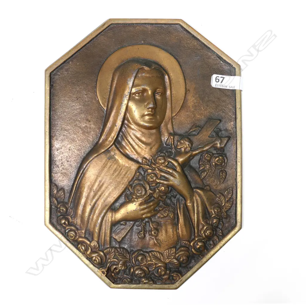An antique plaque of the French Carmelite Saint Thérèse of Lisieux, ("The Little Flower of Jesus"), Image 1++