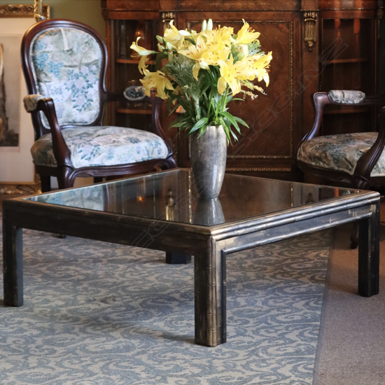 A Hollywood Regency gilt metal coffee table,