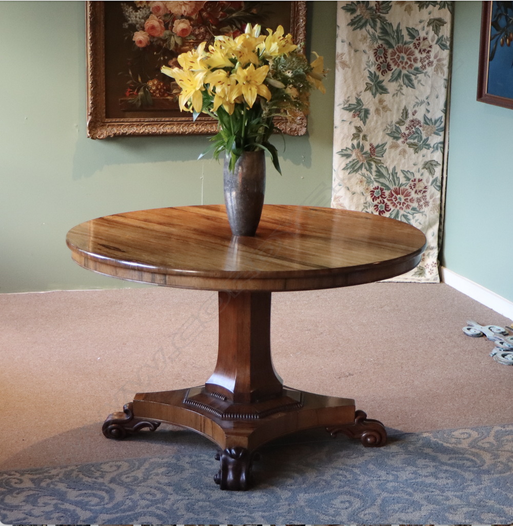A quality William IV rosewood pedestal dining / center table, Image 1++