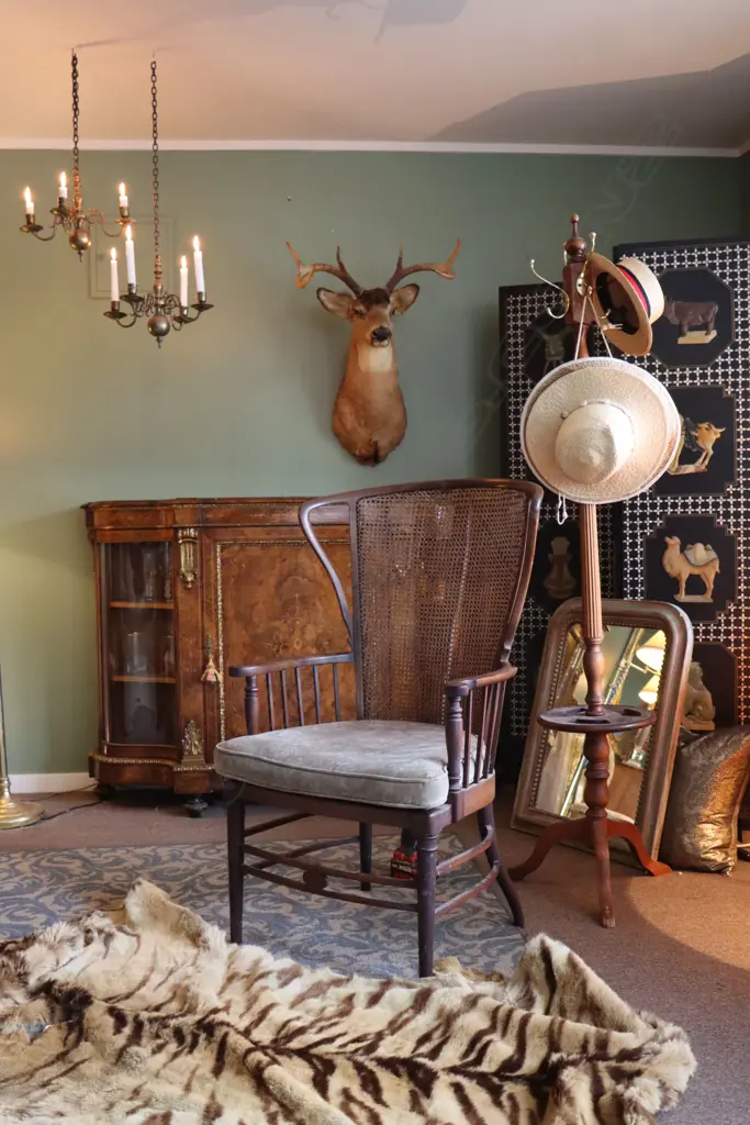 An Edwardian mahogany framed, wing back armchair, Image 1++