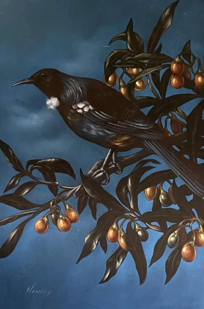 An oil painting  on velvet, signed Munroy, Image 1++