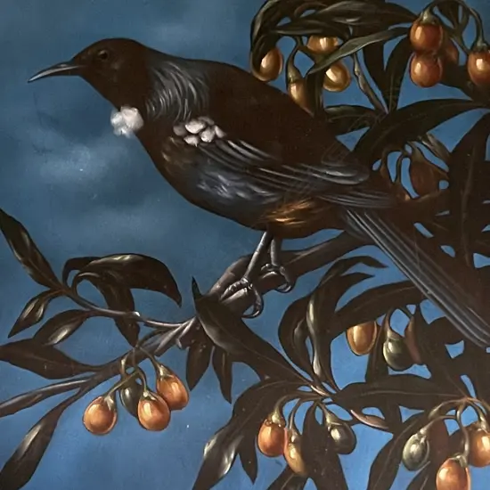 An oil painting  on velvet, signed Munroy,