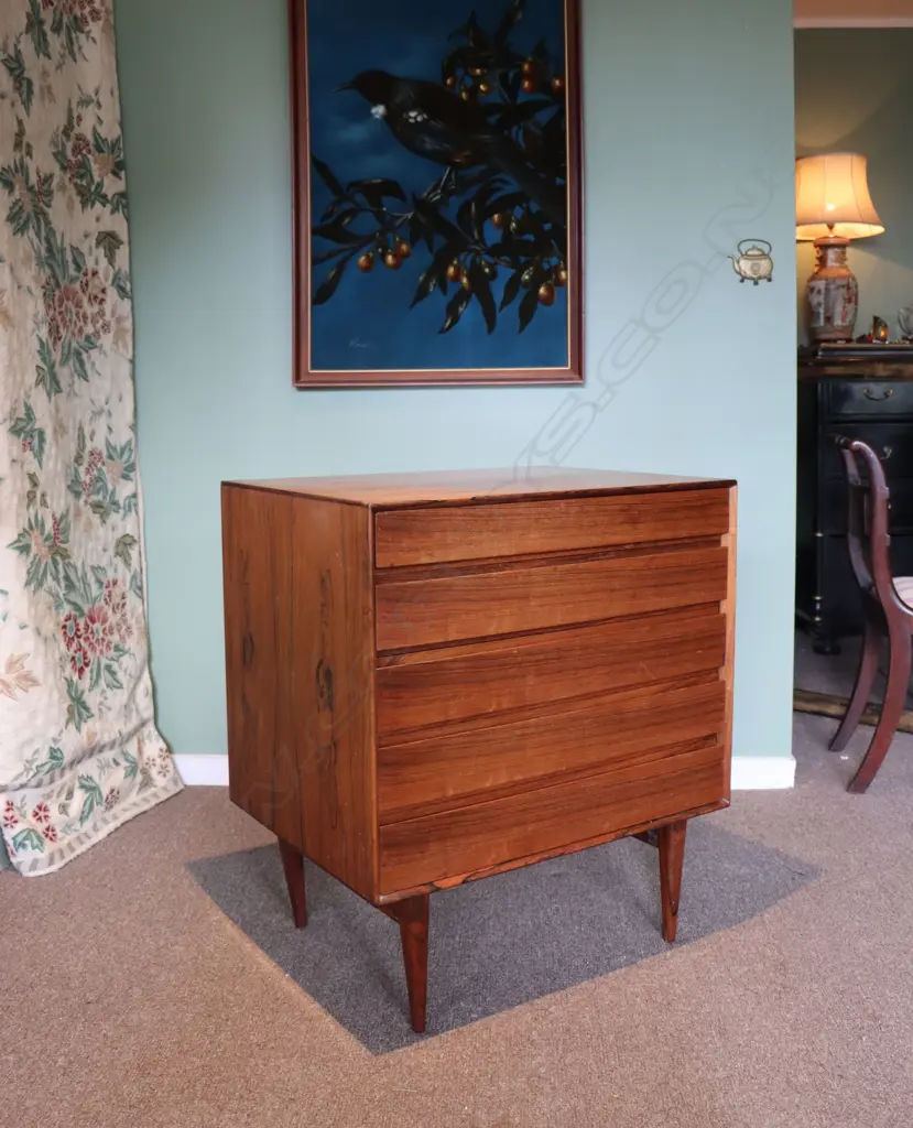 An Illums Bolighus, København, Danish rosewood, small proportioned chest of five drawers. Image 1++
