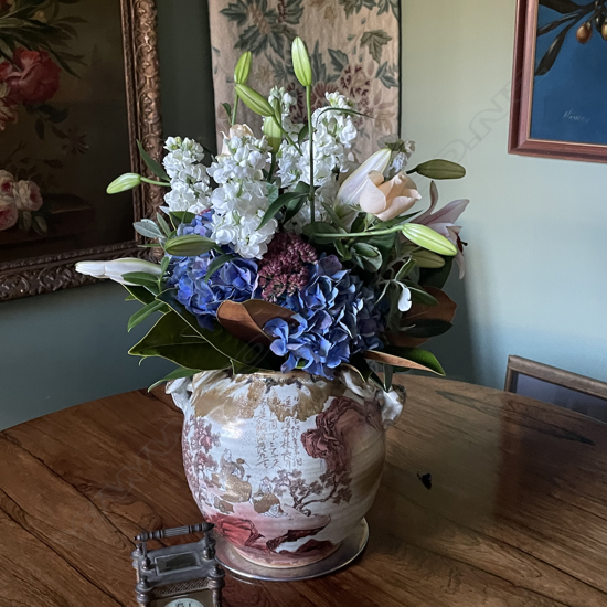 A Japanese studio pottery hand painted vase