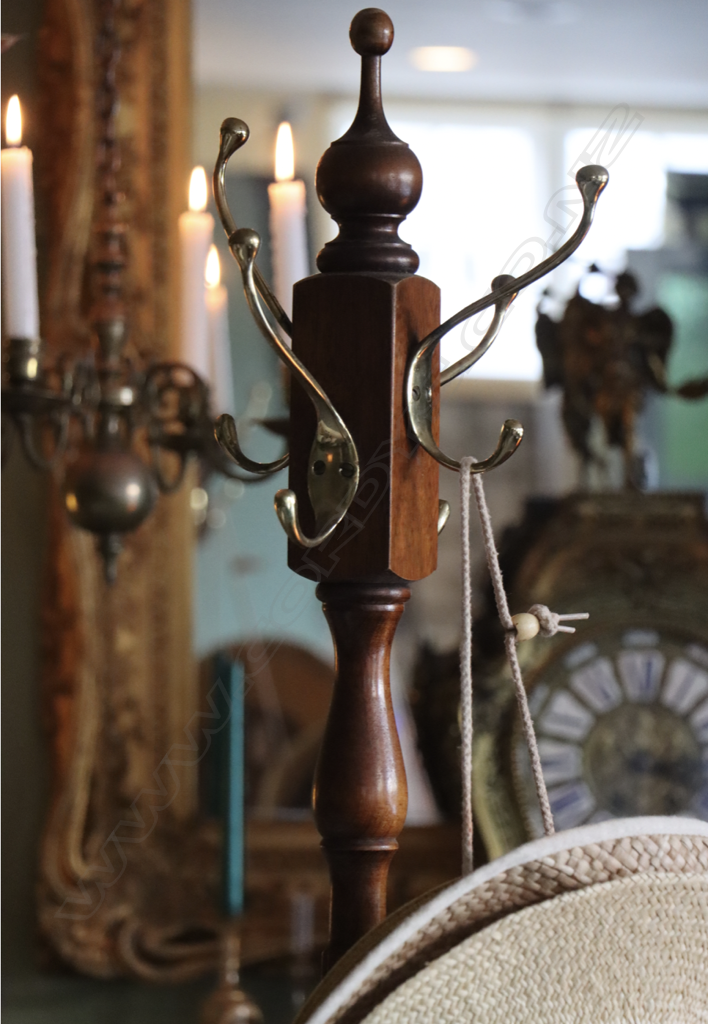 A vintage coat and umbrella stand with brass handles Image 1++