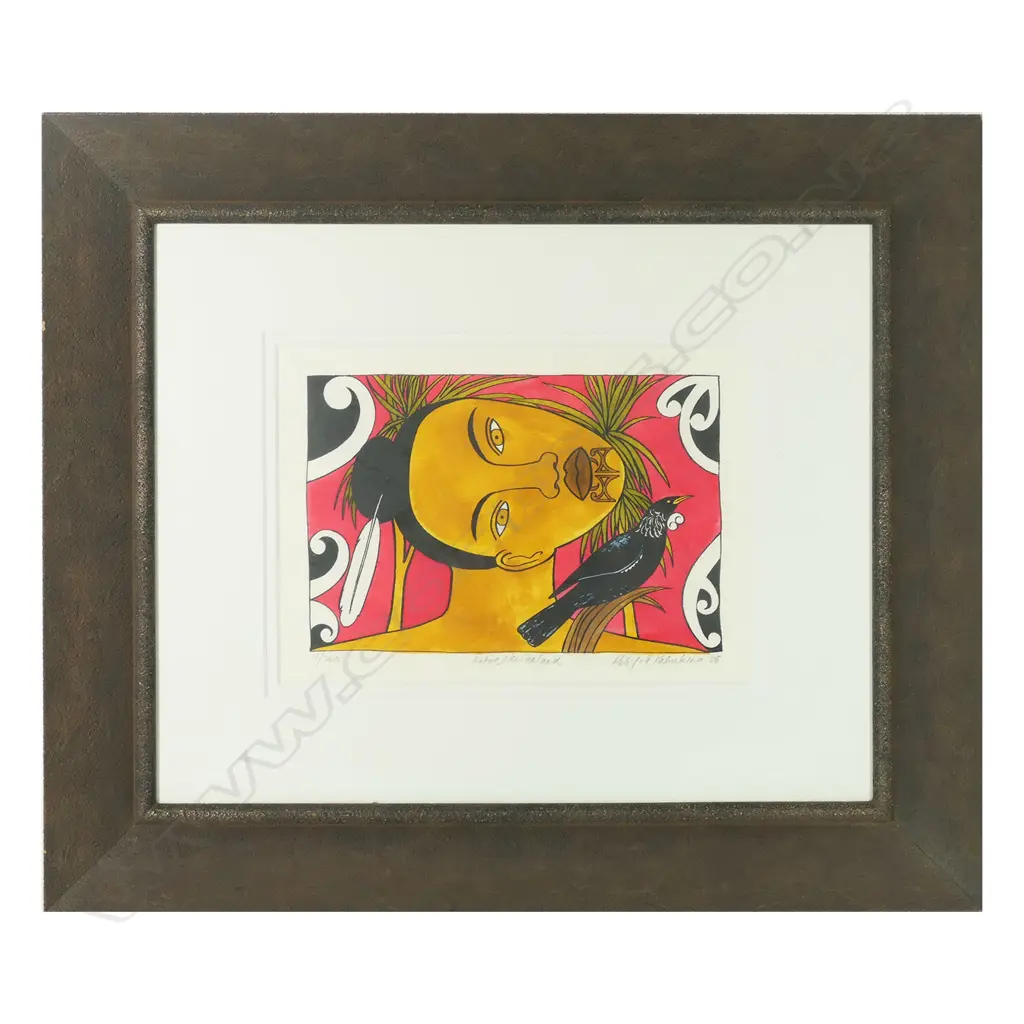 Screenprint on handmade paper by Robyn F. Kahukiwa (b.1940), 'Native New Zealand', Image 1++