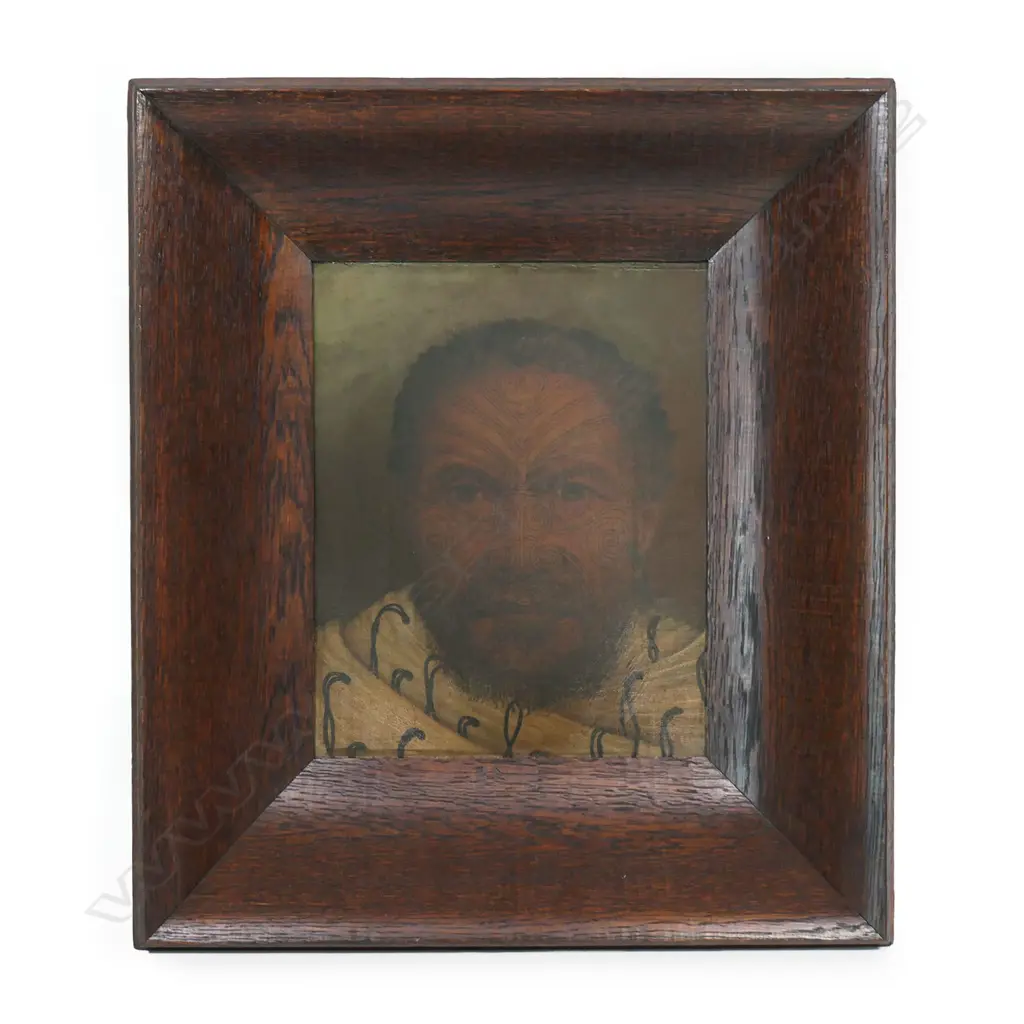 a c.1900 Māori portrait oil on canvas, Image 1++