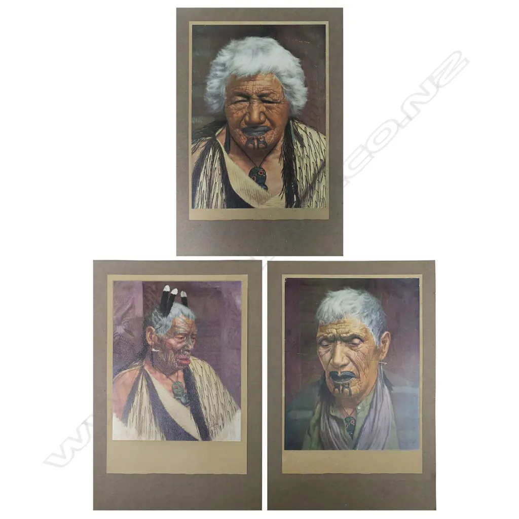 Three chromolithograph prints of C.F.Goldie portraits of Māori portraits, Image 1++