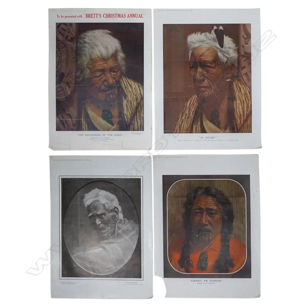 Four prints of C.F. Goldie Māori portraits, Image 1++