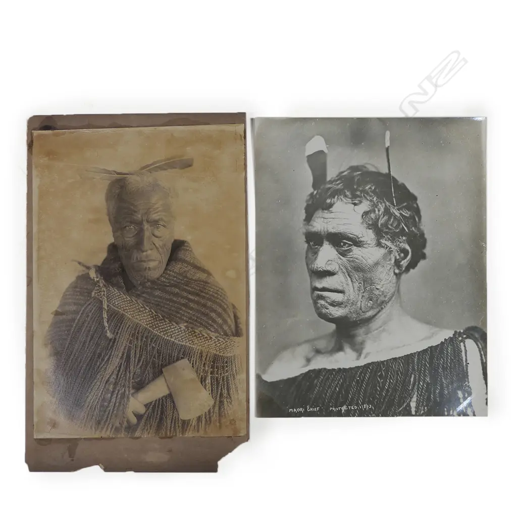 Two unframed 19thC Māori portrait photographs, Image 1++