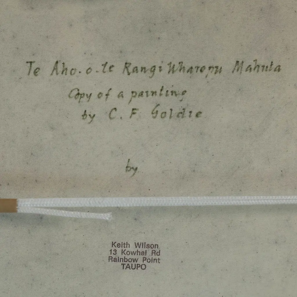 Keith Wilson after C.F. Goldie, portrait of Te Aho O Te Rangi Wharepu Mahuta, Image 1++