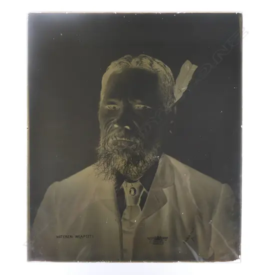 19thC Elizabeth Pulman full glass plate negative portrait of 'Hotereni Ngapeeti',