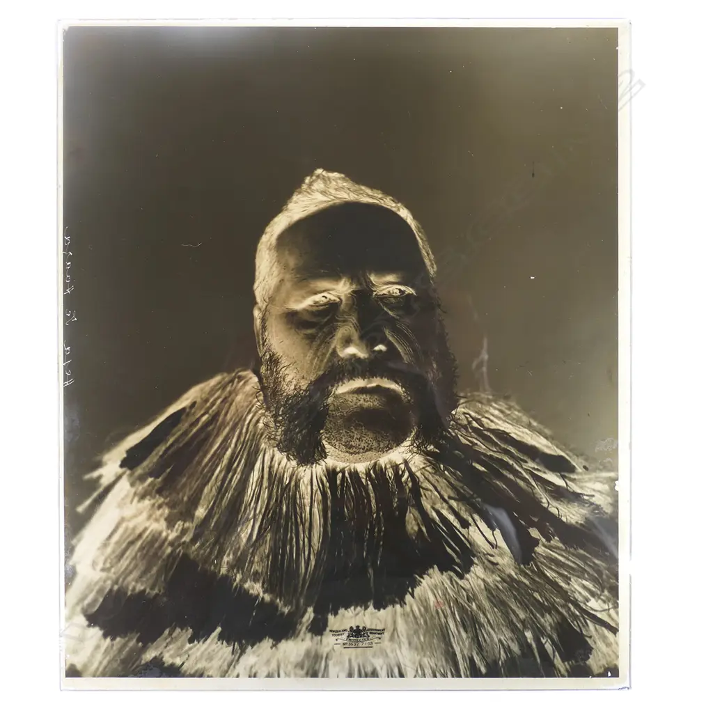 19thC Elizabeth Pulman attributed full glass plate negative portrait of A Māori chief, Image 1++