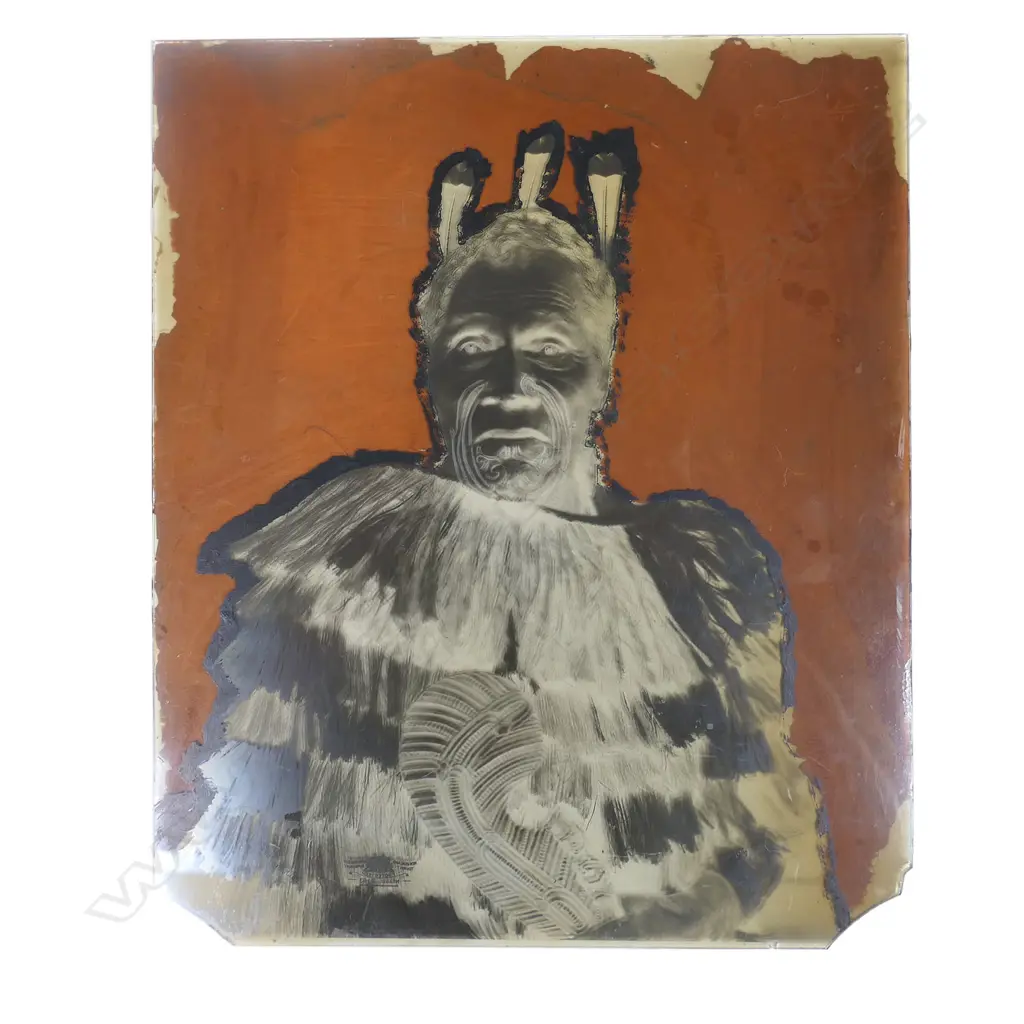 Two 19thC Māori subject glass plate negatives, Image 1++
