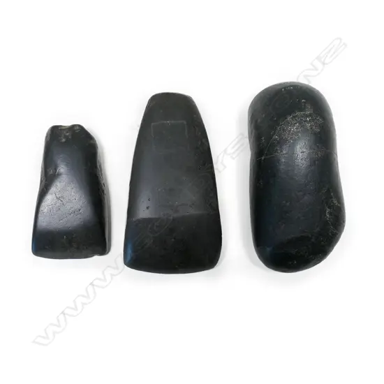 Two Māori pre-European stone toki (adze) and an adze form rock?,