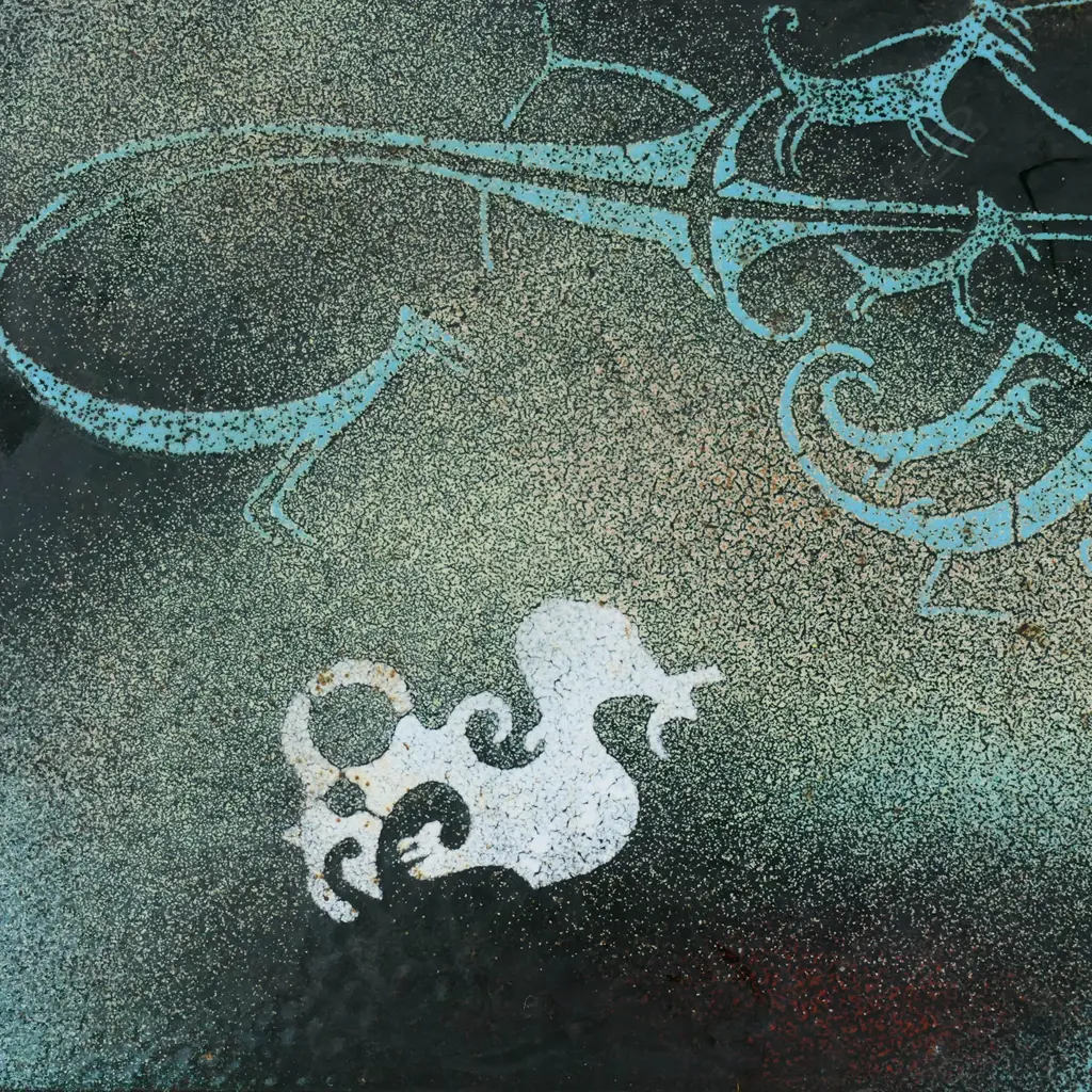A 1970's NZ enamel plaque of Māori rock drawings Image 1++