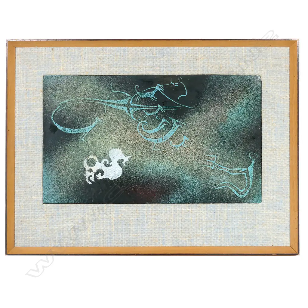 A 1970's NZ enamel plaque of Māori rock drawings Image 1++