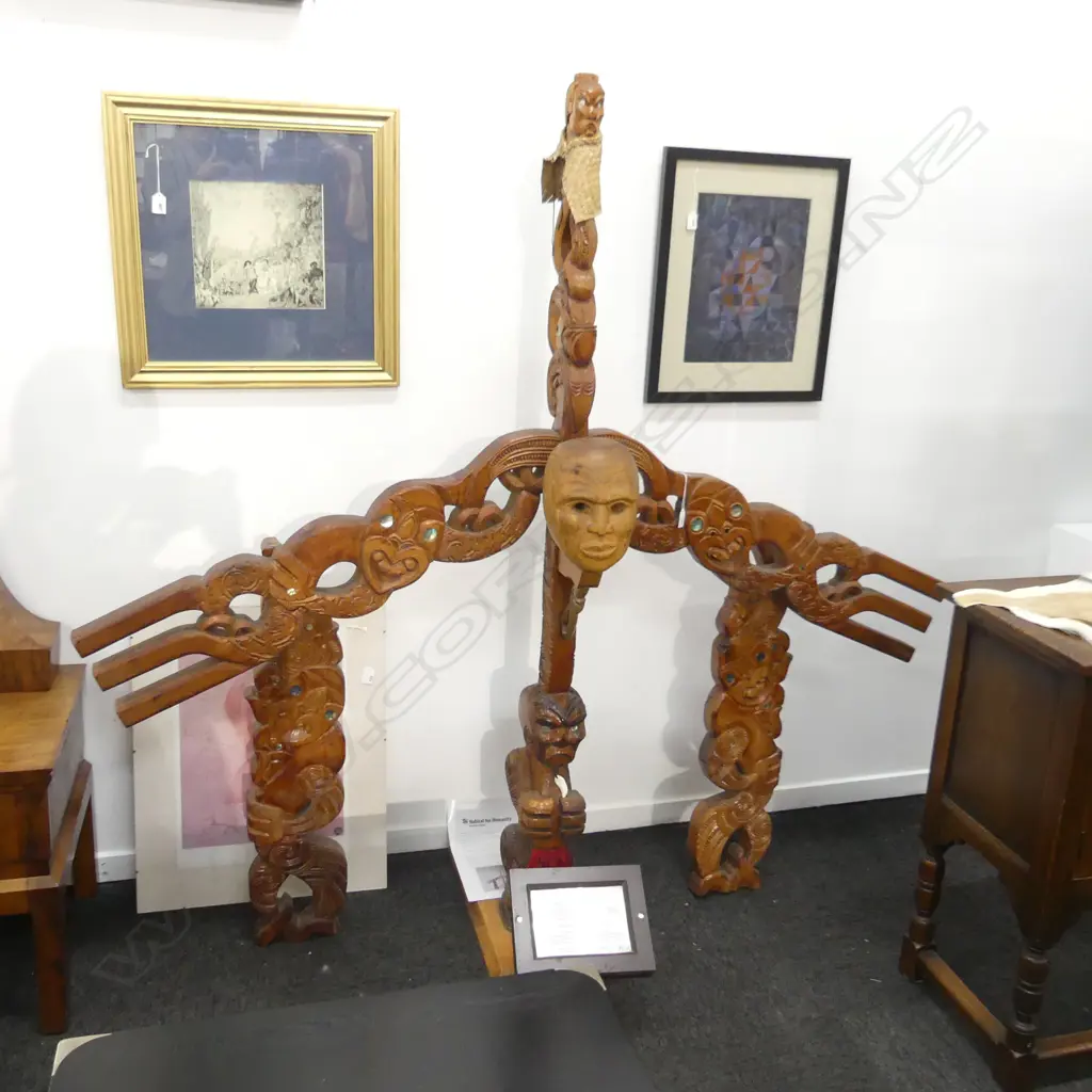 Contemporary Māori carving 'Marae Atea' by ELV, Image 1++