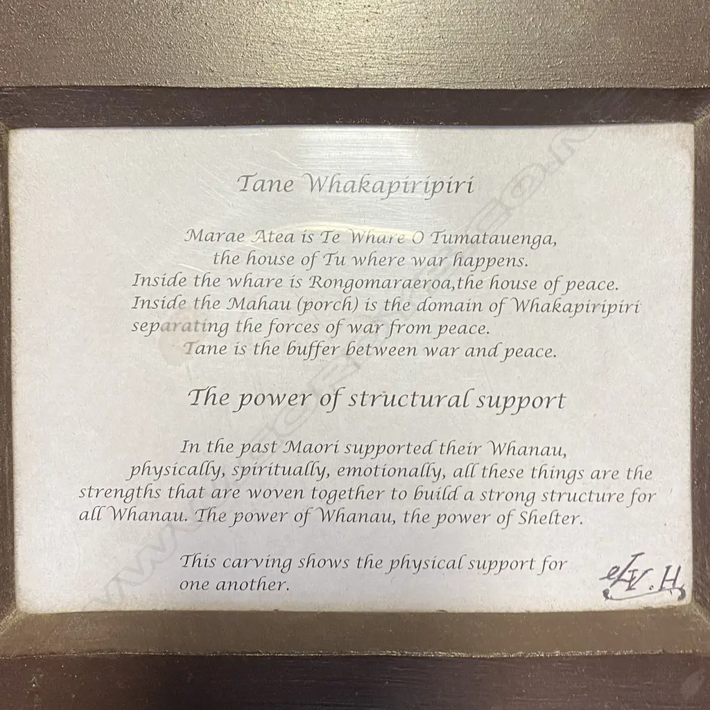 Contemporary Māori carving 'Marae Atea' by ELV, Image 1++