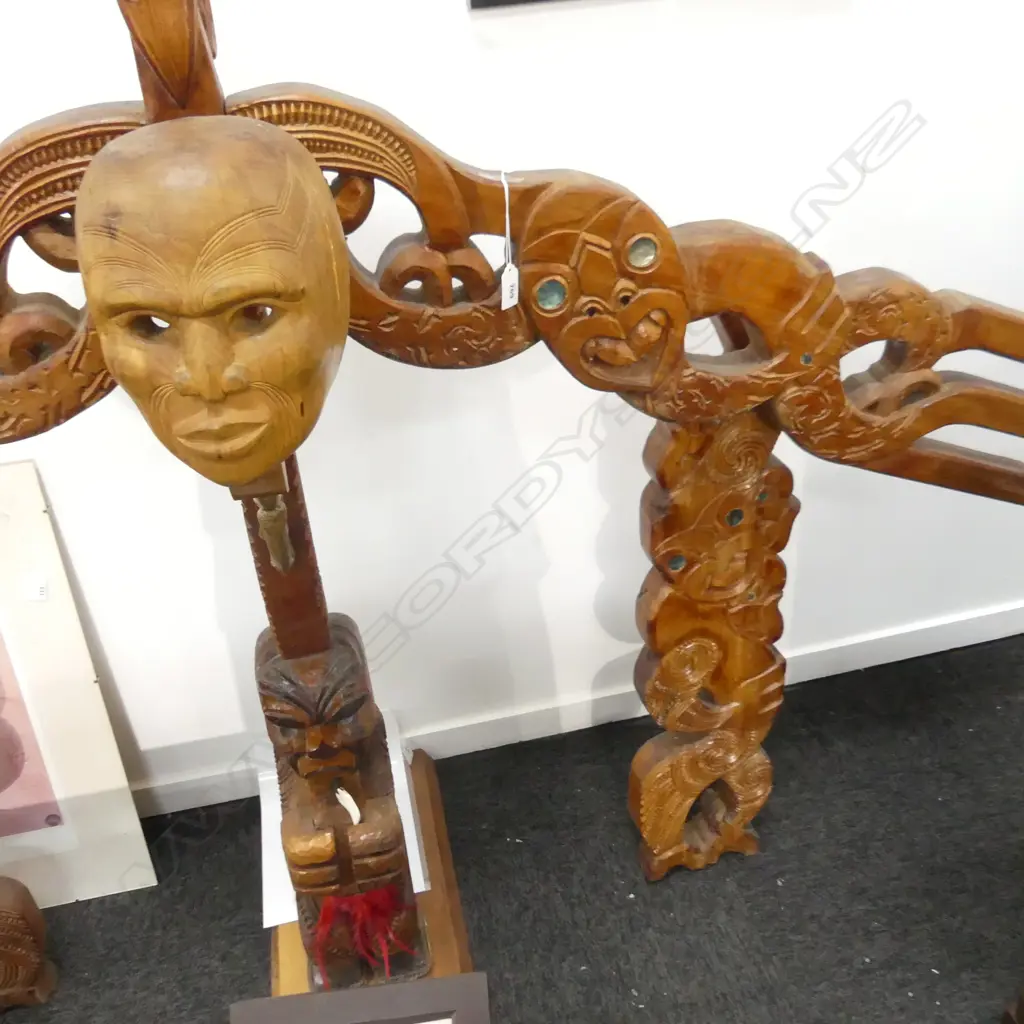 Contemporary Māori carving 'Marae Atea' by ELV, Image 1++