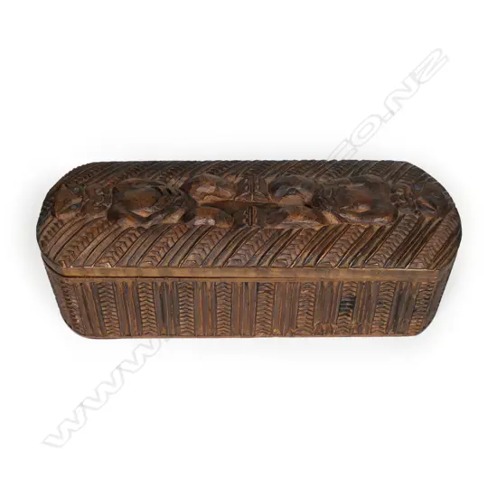 A vintage carved rimu wakahuia,
