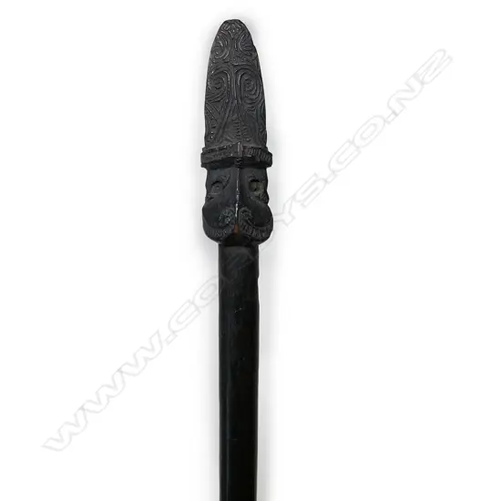 A 19thC taiaha, red-brown timber,