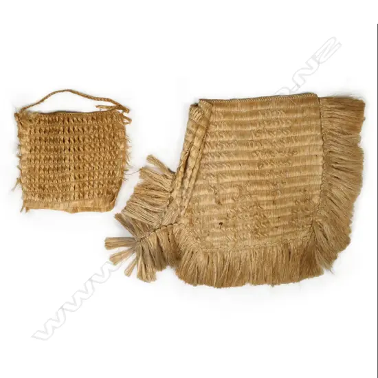 Two late 19th century/early-20th century woven muka bags/covers