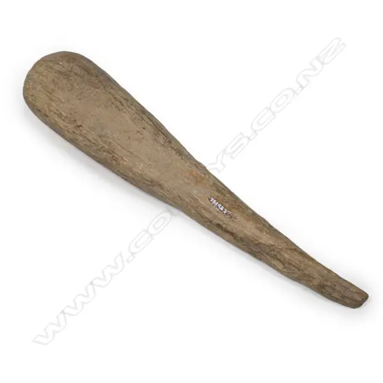 A Māori pre-European wooden patu aruhe (fern root beater),