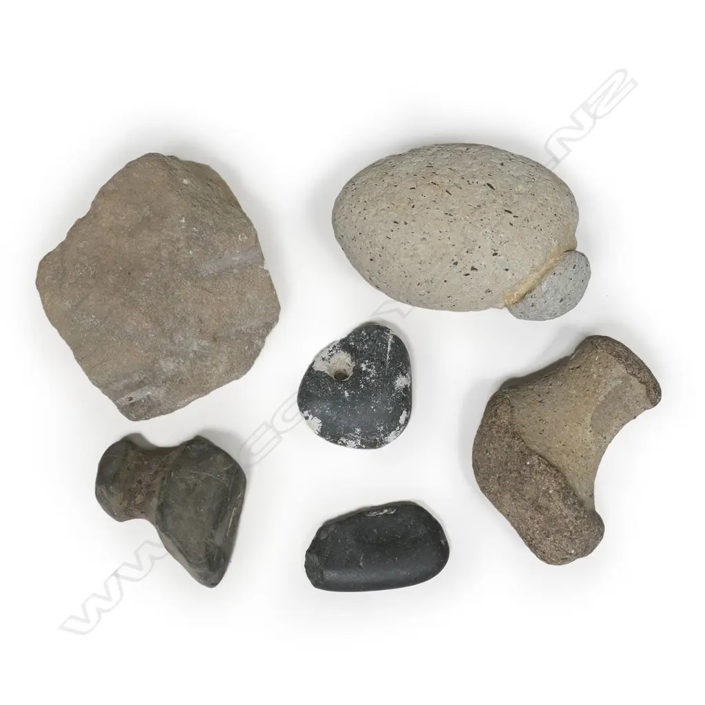 Six various worked rocks (possibly Māori), Image 1++