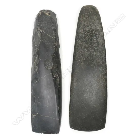 Two Māori pre-European stone toki (adze),
