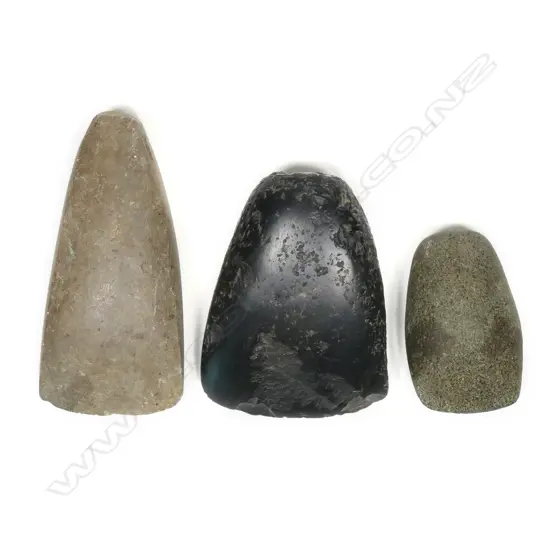 Three Māori pre-European stone toki (adze),