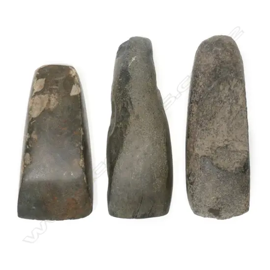 Three Māori pre-European stone toki (adze),