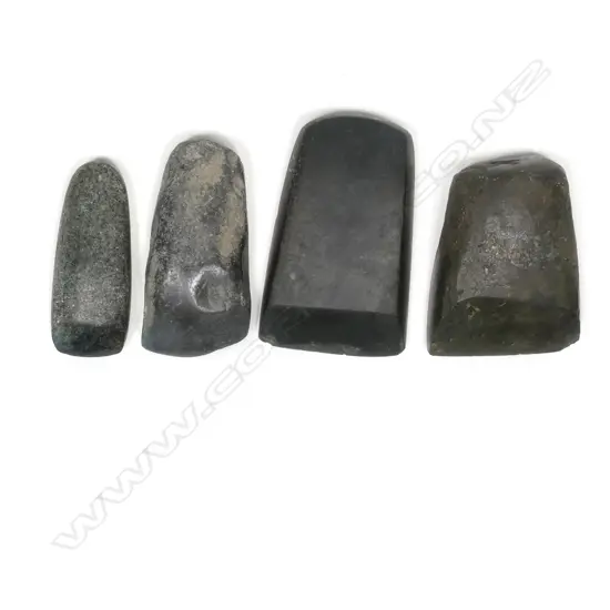 Four Māori pre-European stone toki (adze),