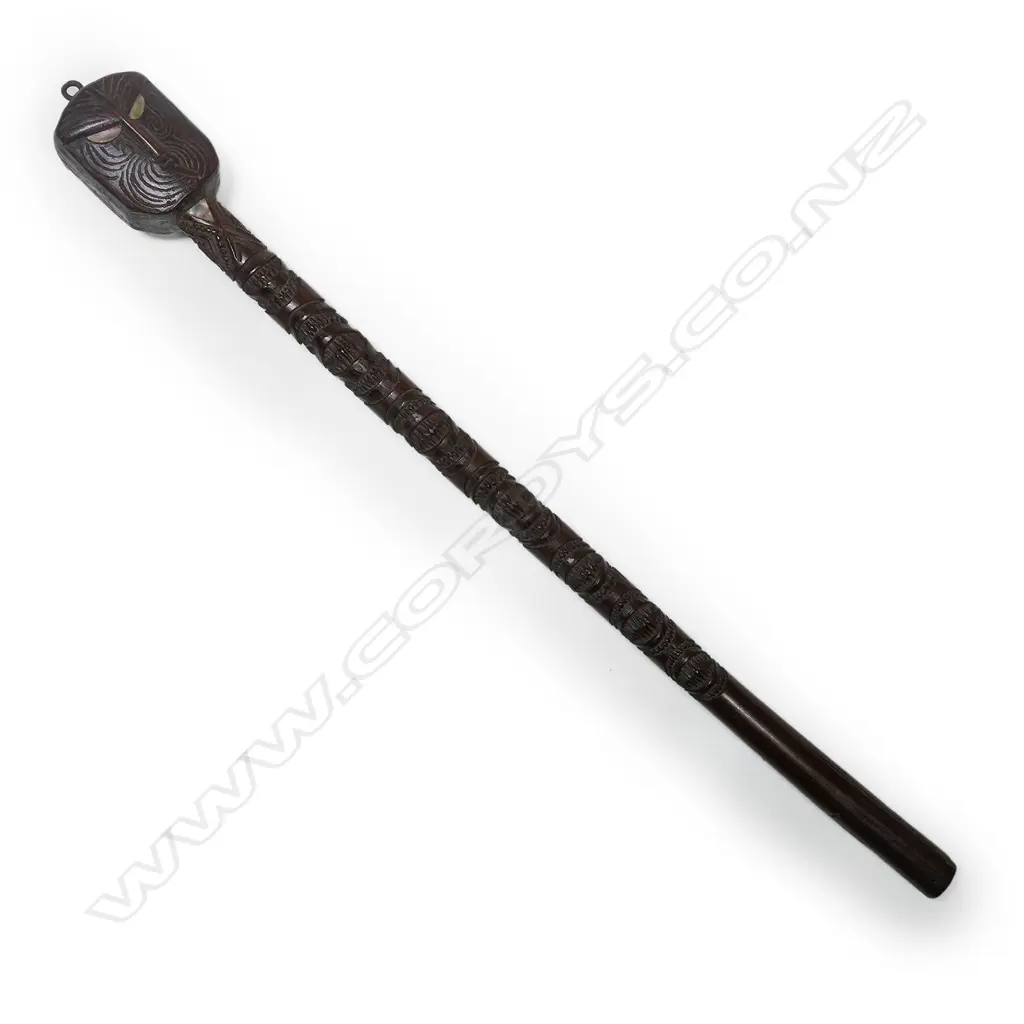A 19thc Māori carved wooden Taunga atua (God stick) Image 1++