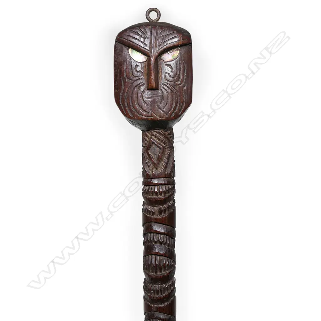 A 19thc Māori carved wooden Taunga atua (God stick) Image 1++