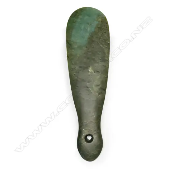 A mere pounamu, of kōkopu variety with and unusual splash of 'blue-green',