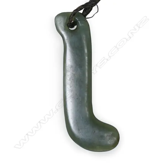 An old Māori pounamu kapeu ear pendant,