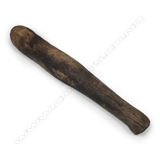A Māori pre-European wooden patu aruhe (fern root beater),