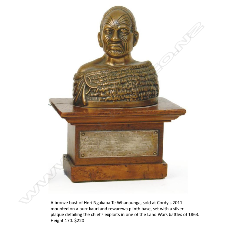 A bronze bust of Hori Ngakapa te Whanaunga, chief of Ngāti Whanaunga, Image 1++
