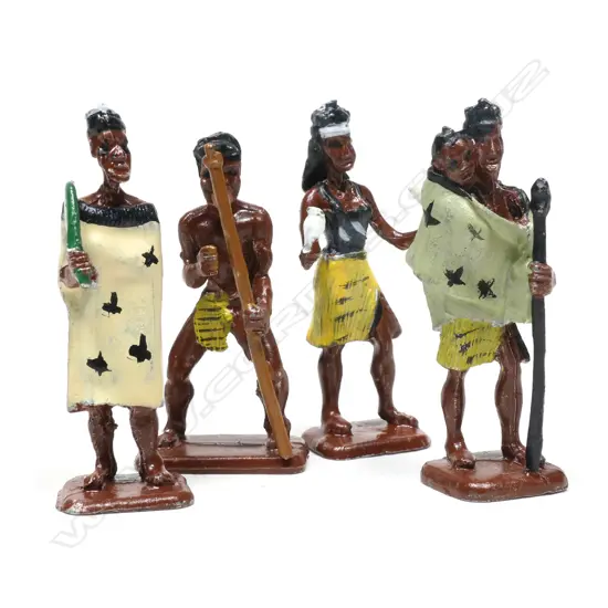 Four vintage Māori lead figures,