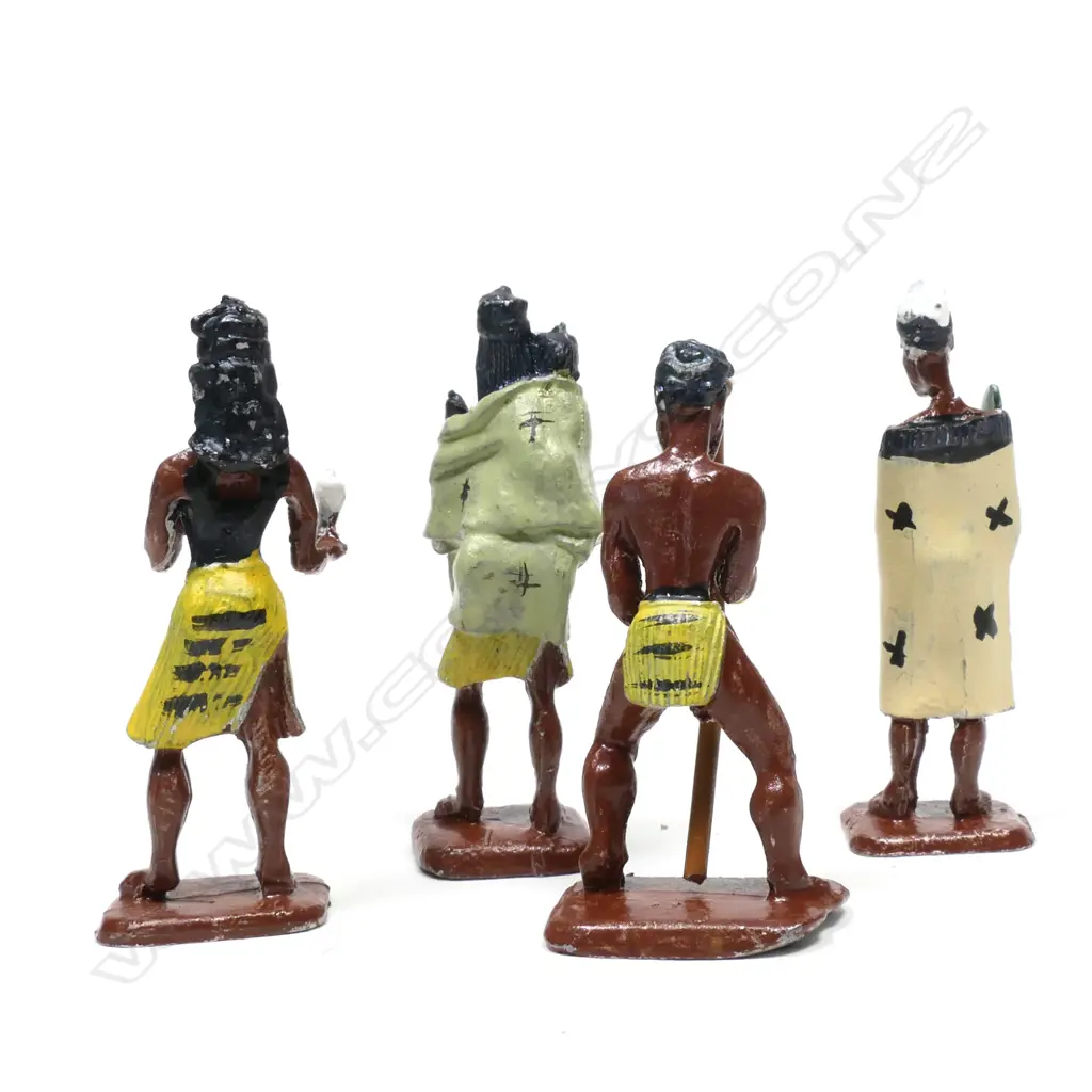 Four vintage Māori lead figures, Image 1++
