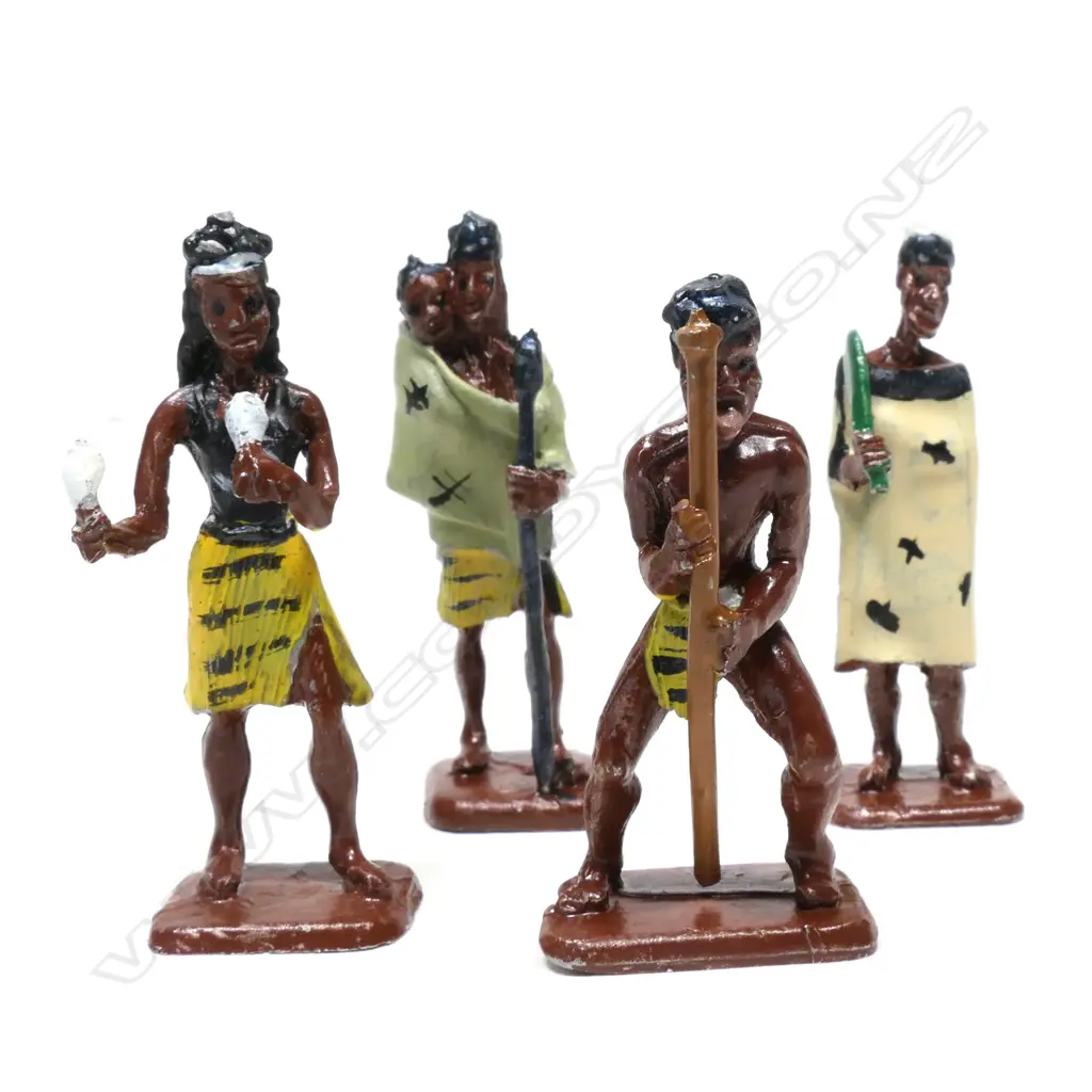 Four vintage Māori lead figures, Image 1++