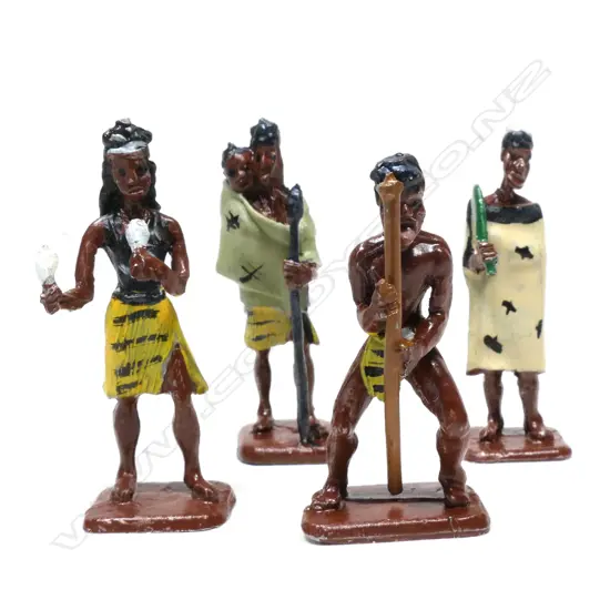Four vintage Māori lead figures,