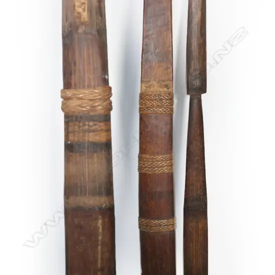 Three large old palmwood tribal bows,