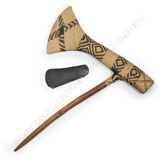 PNG Mt Hagen wooden & plaited hafted axe,