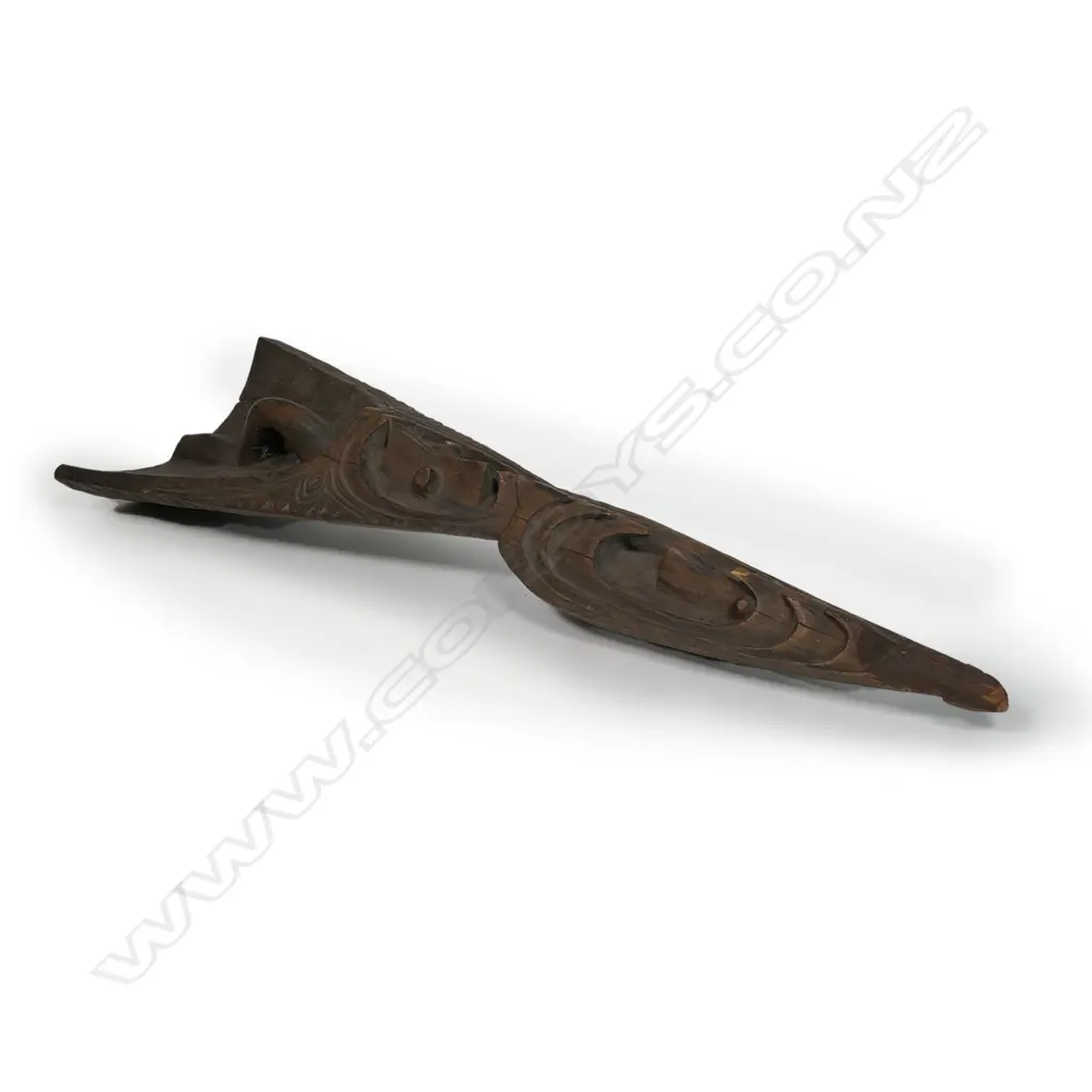 An old PNG Sepik carved wood canoe prow, Image 1++