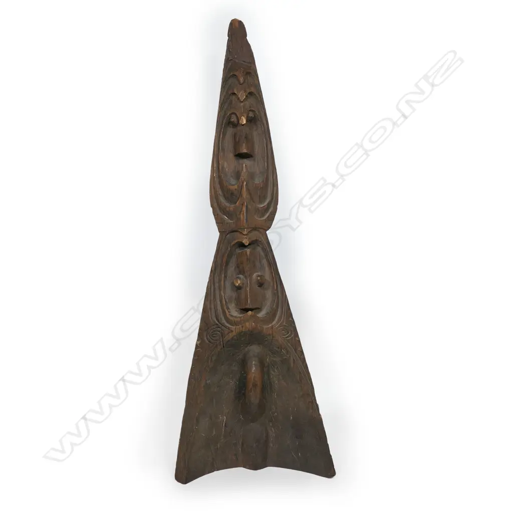 An old PNG Sepik carved wood canoe prow, Image 1++