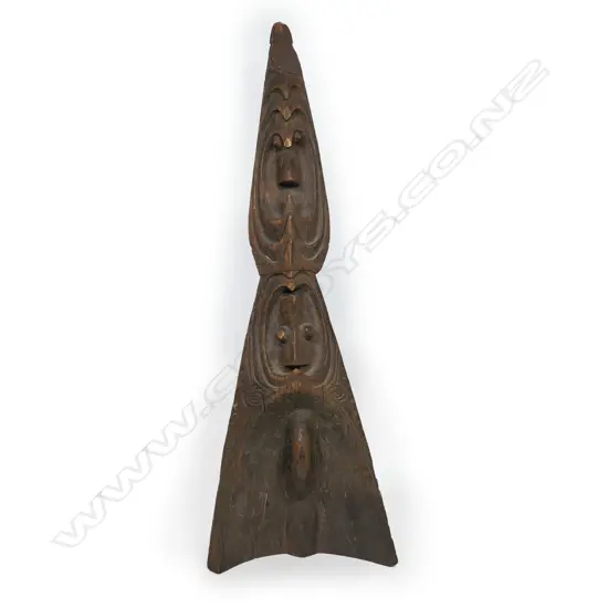 An old PNG Sepik carved wood canoe prow,