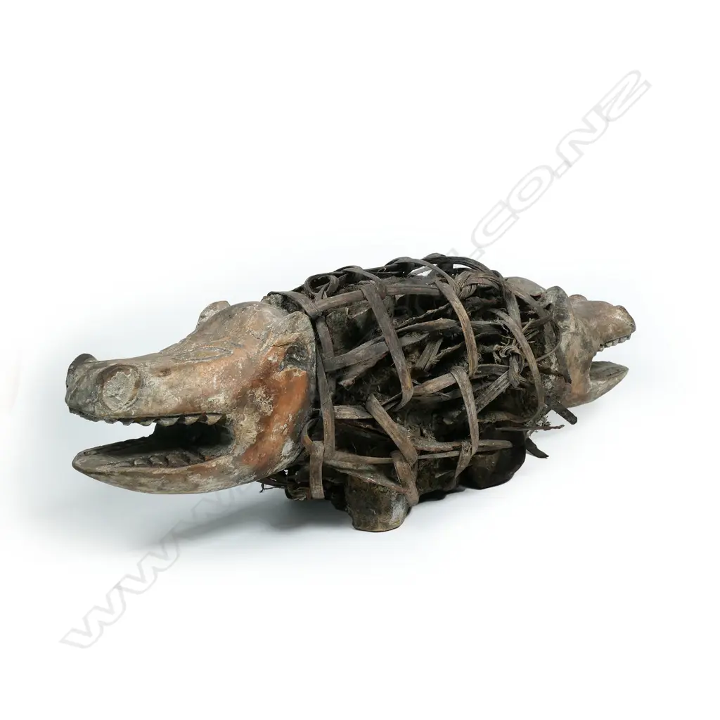 An old African Kongo nkisi (fetish), modelled as a Janus headed dog, Image 1++